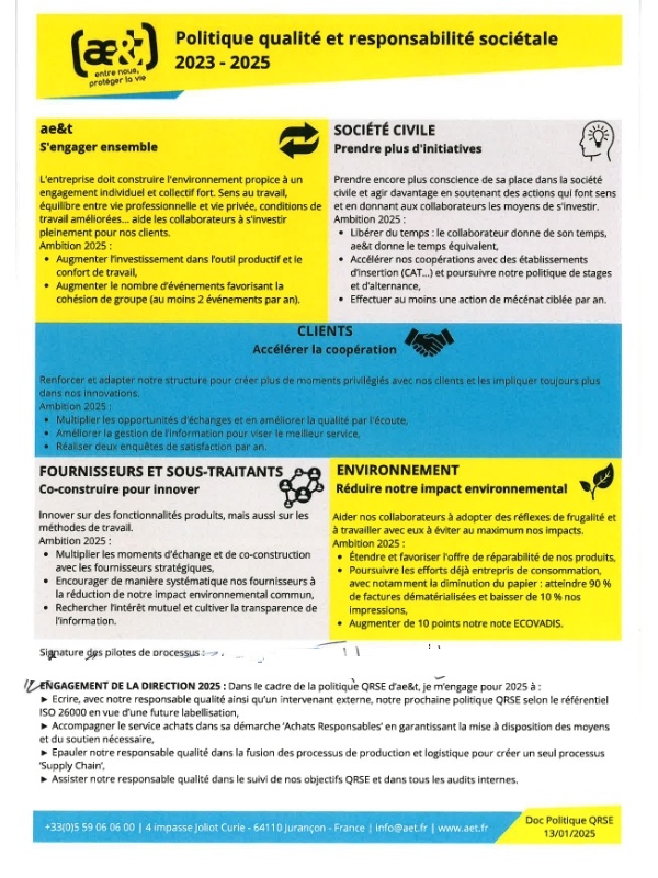 Notre politique QRSE 2023-2025