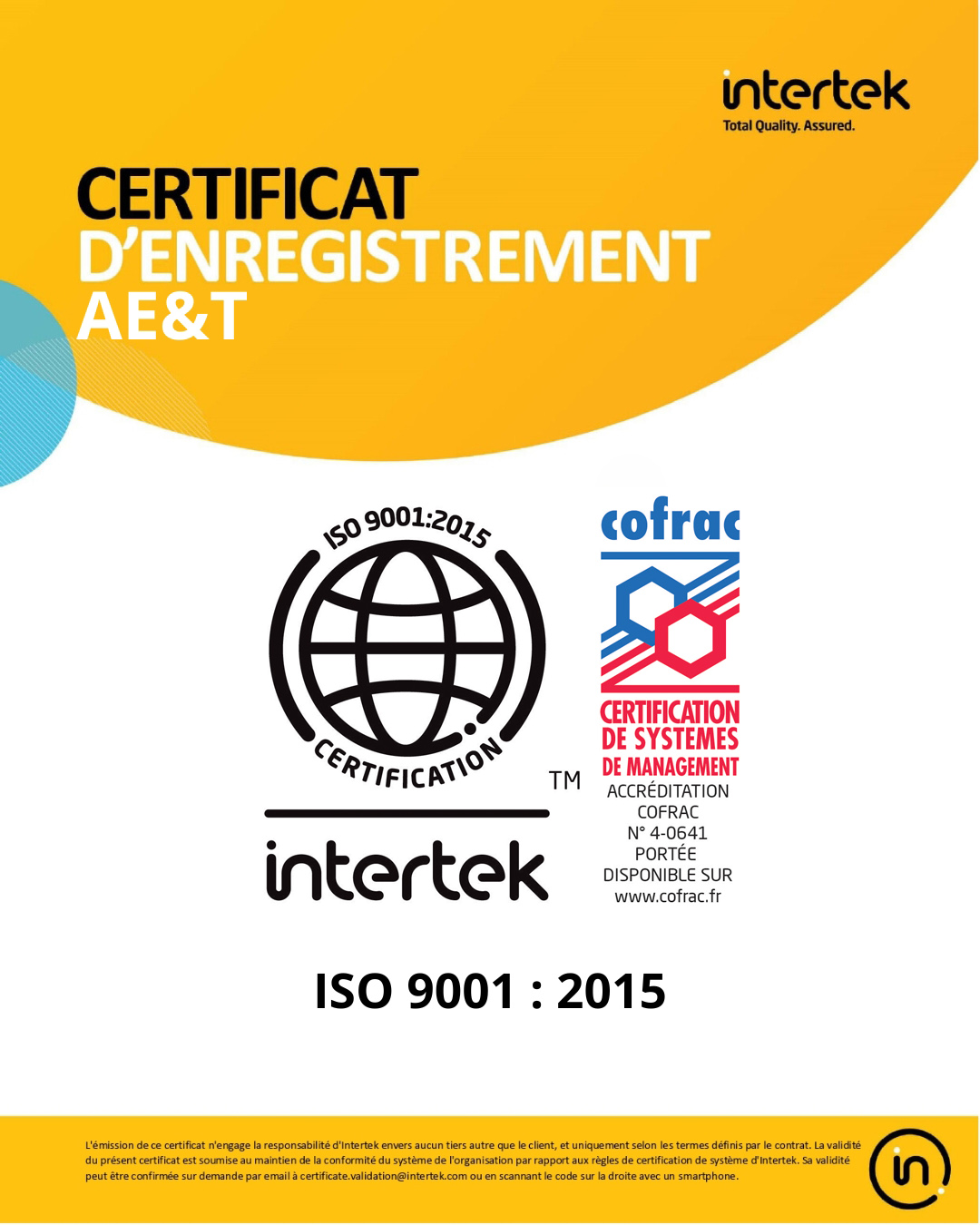 Certification ISO 9001