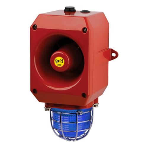 Combiné fonte alu 112dB feu flash 24Vca Bleu flash 5J IP66
