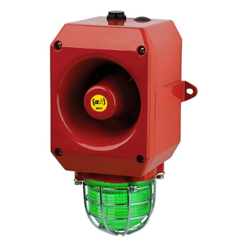 Combiné fonte alu 112dB feu flash 24Vca Vert flash 5J IP66