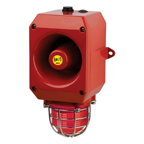 Combiné fonte alu 112dB feu flash 48Vcc Rouge flash 5J IP66 Combiné fonte alu 112dB feu flash 48Vcc Rouge flash 5J IP66