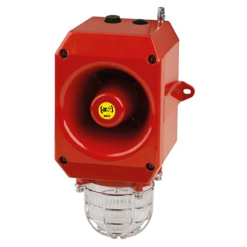 Combiné fonte alu 112dB feu flash 230Vca Transparente flash 5J IP66 Combiné fonte alu 112dB feu flash 230Vca Transparente flash 5J IP66