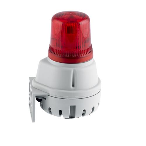 Avertisseur 100dB avec feu LED 90 - 260Vca fixe optique Rouge IP65