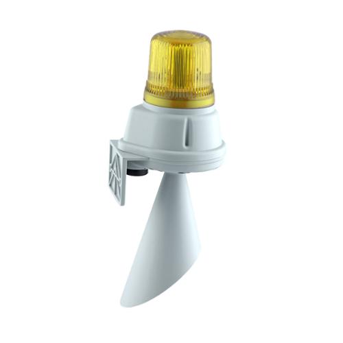 Trompe 100dB avec feu fixe LED 230Vca optiquejaune IP65 Trompe 100dB avec feu fixe LED 230Vca optiquejaune IP65