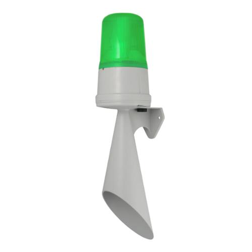 Maxi trompe 110dB avec feu tournant 115Vca Vert IP65