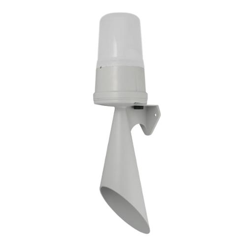 Maxi trompe 110dB avec feu tournant 230Vca Transparent IP65