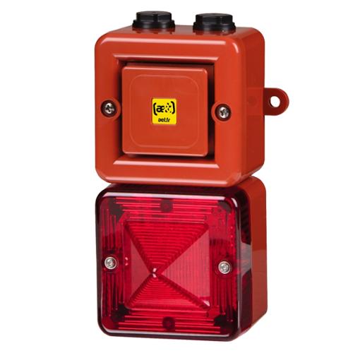 Combiné xénon 5J/100 dB 24 +/-10% Vca - Rouge - 10 sons