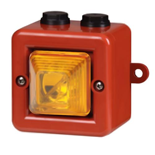 Mini sirène 100dB feu LED 12Vcc optique Orange IP66 Mini sirène 100dB feu LED 12Vcc optique Orange IP66