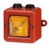 Mini sirène 100dB feu LED 12Vcc optique Orange IP66 Mini sirène 100dB feu LED 12Vcc optique Orange IP66