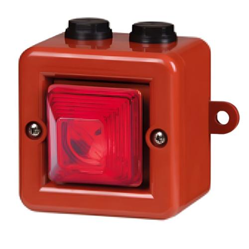 Mini sirène 100dB feu LED 24Vcc optique Rouge IP66