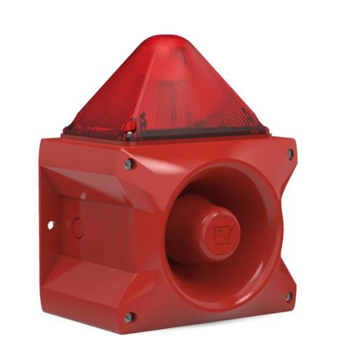 Combiné sirène 107 dB feu flash 5J 115Vca optique Rouge IP66