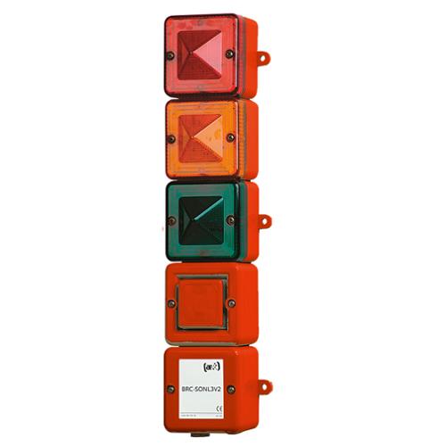 Boitier précâblé sirène et 3 feux IP66 sirène 100dB feu flash ou LED Boitier précâblé sirène et 3 feux IP66 sirène 100dB feu flash ou LED