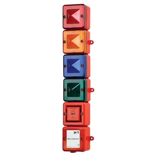 Boitier précâblé sirène et 4 feux IP66 sirène 100dB feu flash ou LED Boitier précâblé sirène et 4 feux IP66 sirène 100dB feu flash ou LED