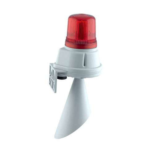 Combiné trompe 100dB feu fixe LED IP65 3 sons réglage volume Combiné trompe 100dB feu fixe LED IP65 3 sons réglage volume